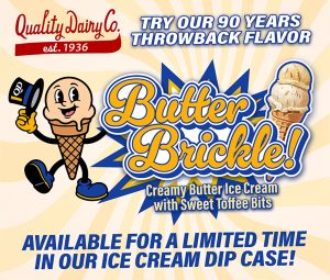 Quality Dairy Throwback ice cream flavor Butter Brickle